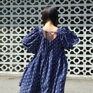 Handmade Maternity Dress with Puff Sleeves